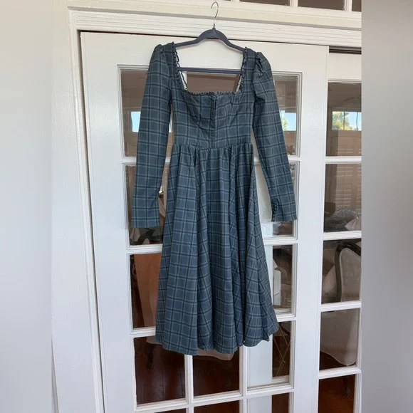 House of CB Navy Checkered Long Sleeve Dress - Picture 3 of 8